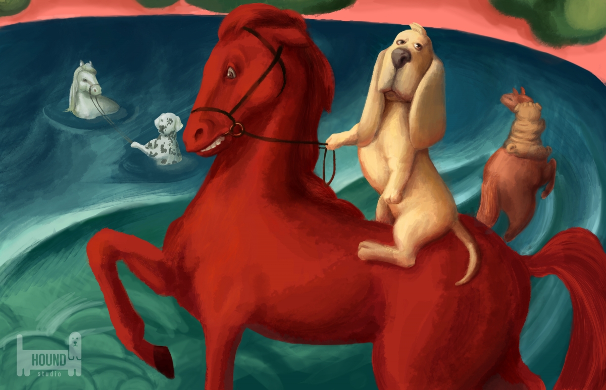 Bathing of a Red Horse