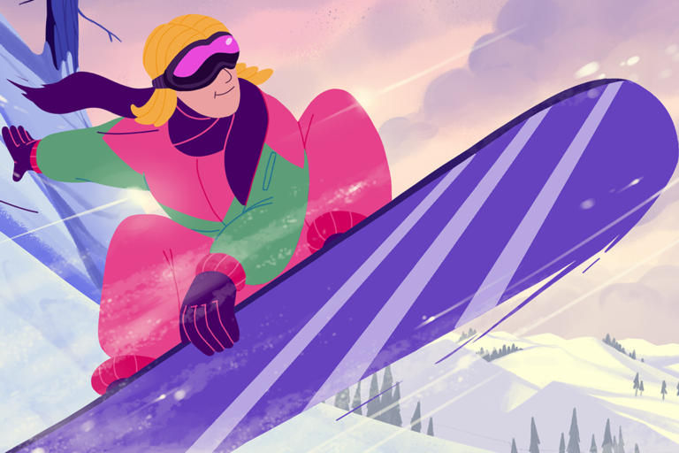 the girl is snowboarding, Outdoor Clothing Brand