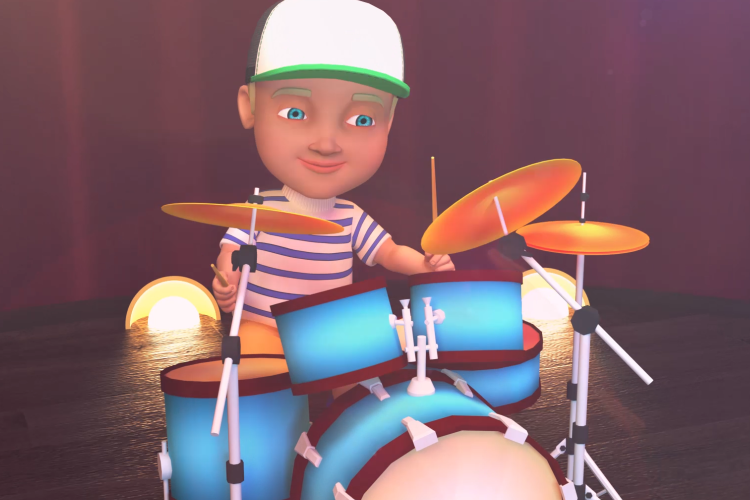 boy plays the drums, rehearsal